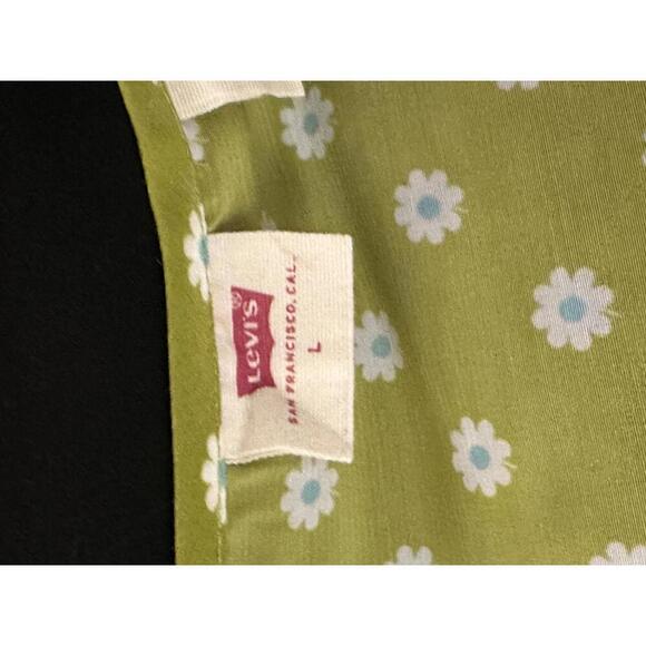 Levi's Y2K 90's Embry lime green daisy tie-front blouse Size Large - Picture 6 of 6